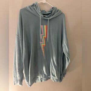 Blue Hoodie with Rainbow Lightning Bolt